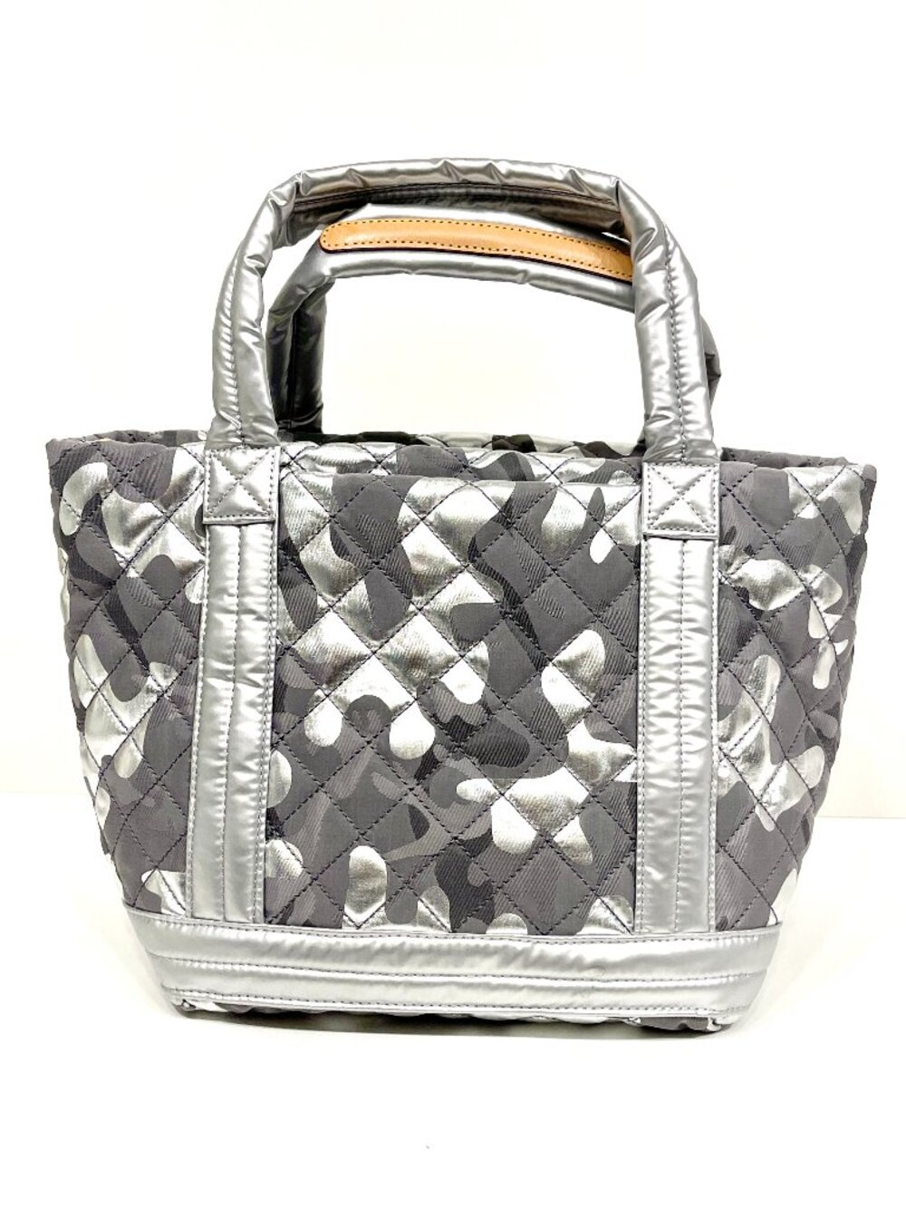 MZ Wallace Small Empire Tote | Silver Metallic Camo | Crossbody Strap + Pouch - Picture 2 of 9